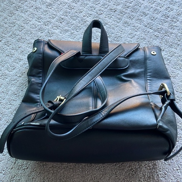 GREAT CONDITION Faux Leather black backpack - Picture 2 of 5